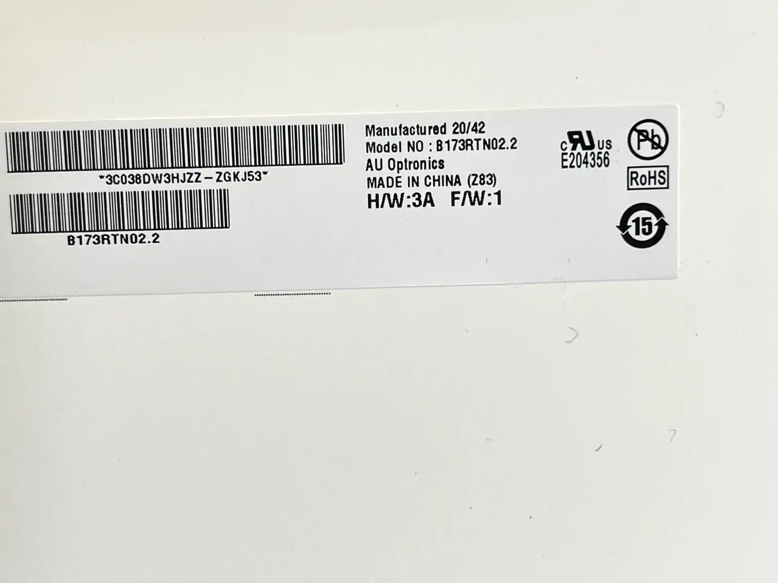 17.3" AU Optronics LED LCD Screen B173RTN02.2 1600x900 30-pin matte
