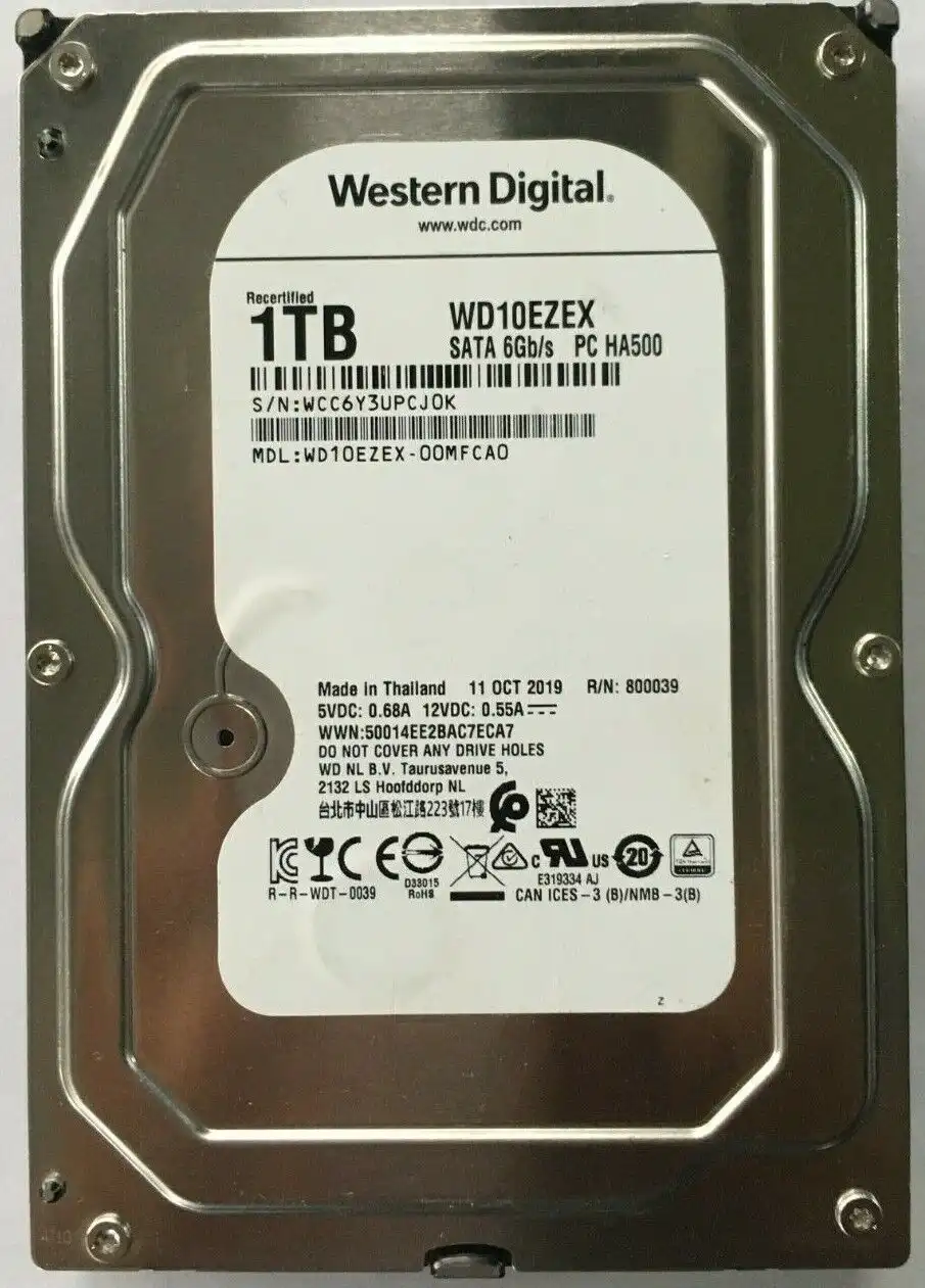1Tb Western Digital WD10EZEX 3.5&quot; internal SATA 6Gb/s Hard Drive 7200rpm