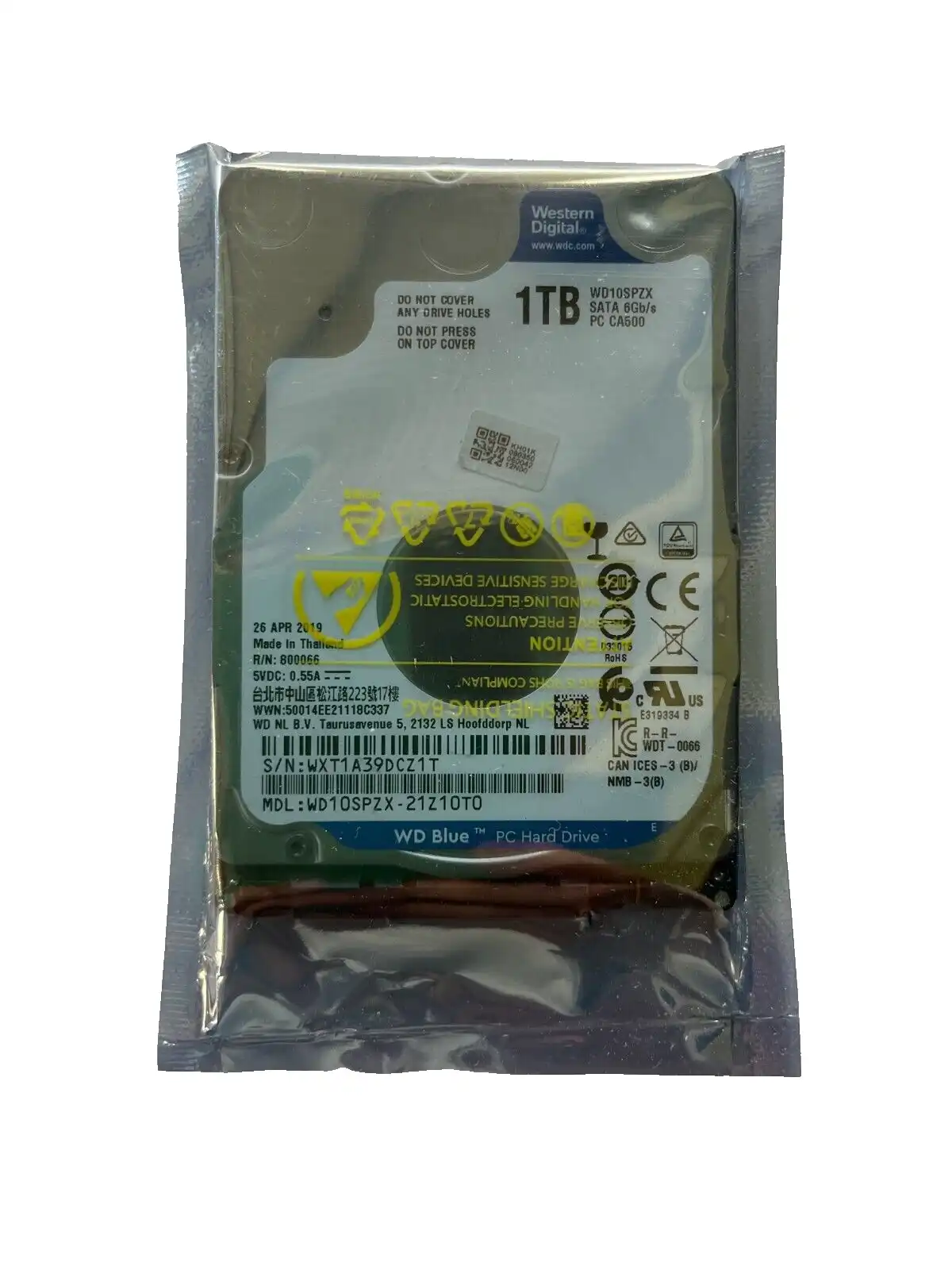 1TB Western Digital   WD10SPZX  SATA 6Gb/s 7mm 5400rpm 2.5" Hard Drive