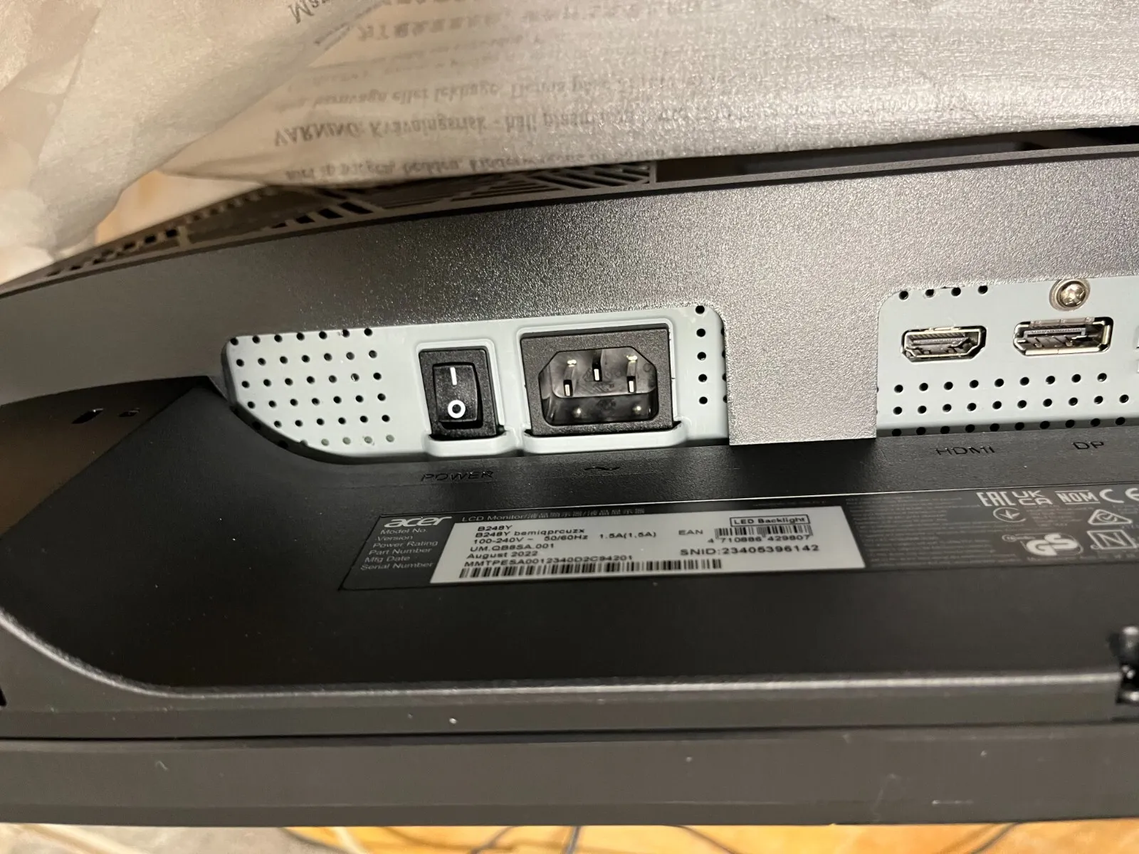 23.8" Acer B8 Webcam Office Monitor B248Y 1920x1080 IPS HDR10 USB-C display