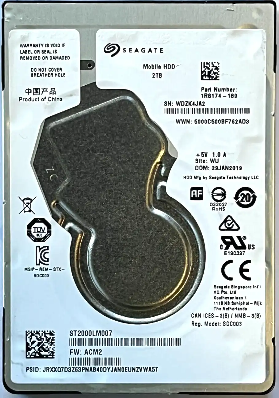 2TB Seagate ST2000LM007  2.5&quot; SATA 6Gb/s 5400rpm 128Mb cache 7mm hard drive