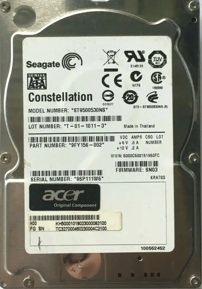 500GB Seagate Constellation ST9500530NS 7200 RPM 2.5&quot; SATA/300 hard drive