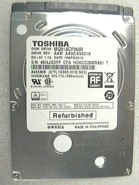 500Gb Toshiba MQ01ACF050 2.5&quot; internal SATA 6Gb/s 7mm 7200rpm laptop Hard Drive