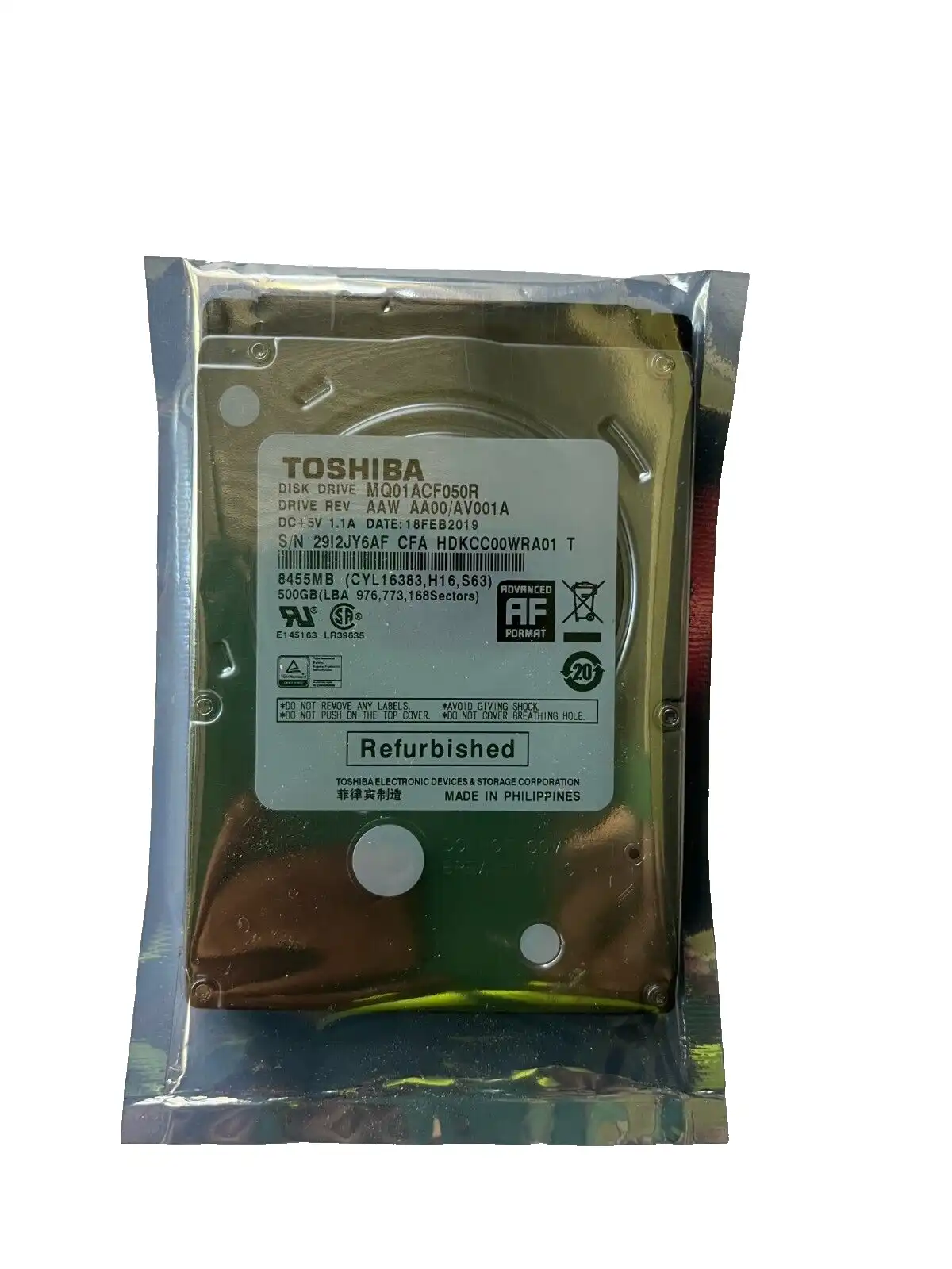 500Gb Toshiba MQ01ACF050R 2.5&quot; internal SATA 6Gb/s 7mm 7200rpm laptop Hard Drive