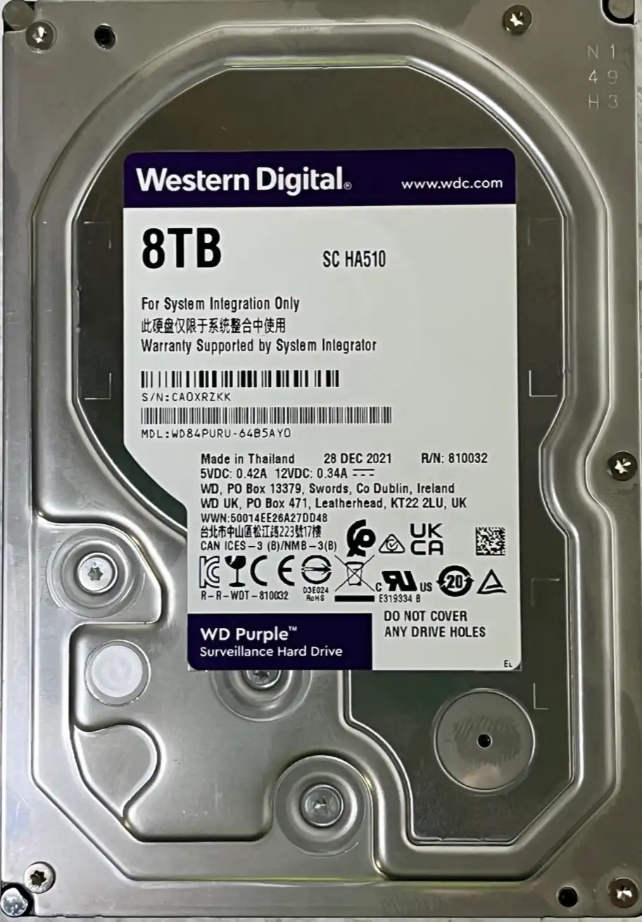 8Tb Western Digital WD84PURU-64B5AY0 3.5" Purple Surveillance SATA HDD