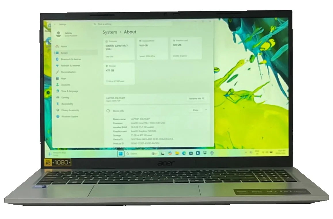 Acer Aspire Go  AG15-72P Intel Core 7 150U CPU 16Gb RAM 512GB SSD  15.6" FHD IPS
