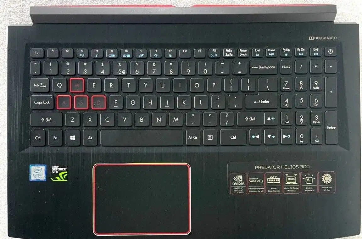 Acer Predator Helios 300 PH315-51  Palmrest assembly with keyboard and touchpad