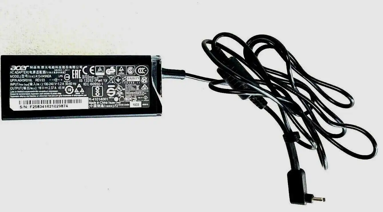 Genuine Acer  AC Adaptor 45W 19V 2.37A  A13-045N2A   1mm/3mm tip   KP.0450H.001