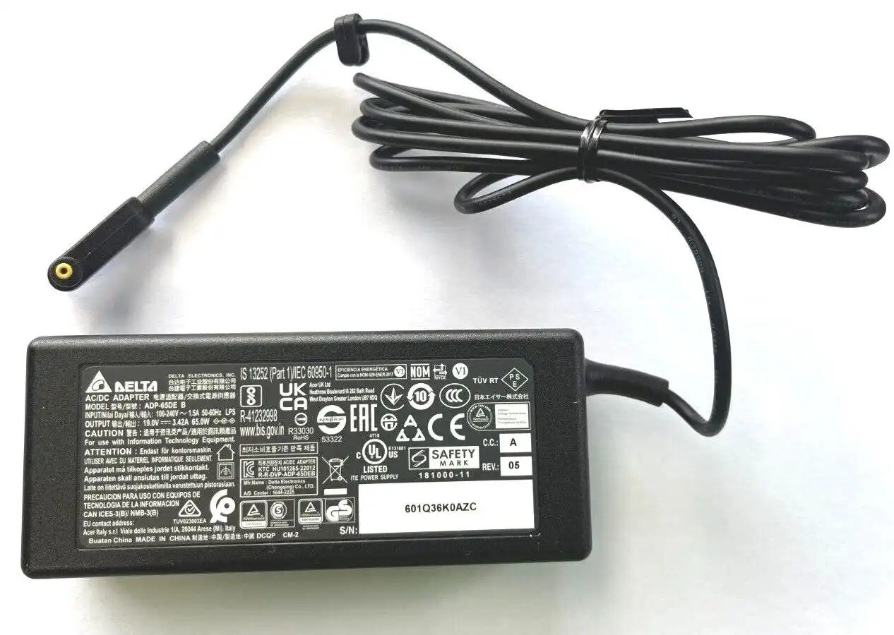 Genuine Acer  AC Adaptor 65W 19V 3.42A  ADP-65DE B   1mm/3mm tip  KP.06501.012