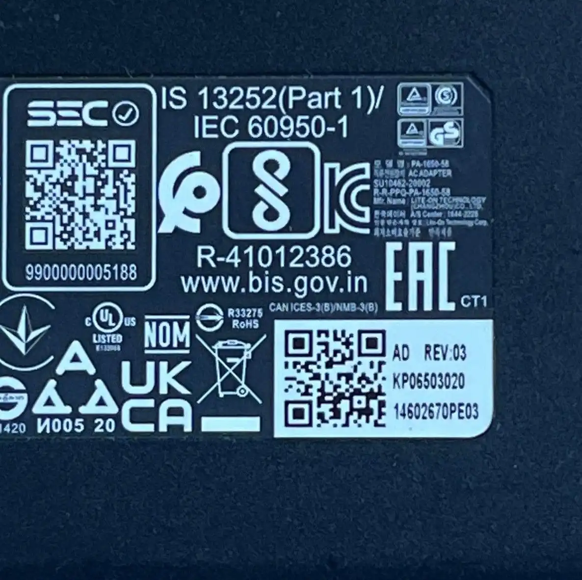 Genuine Acer AC Adaptor 65W USB-C Lite-On PA-1650-58 KP.06503.020