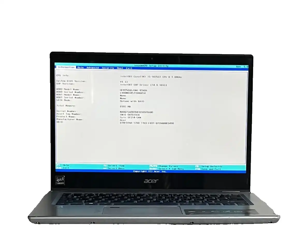 Lot of 2 x Acer Spin SP314-54N Intel i5-1035G1 8Gb RAM 256Gb SSD 13.5" Touch